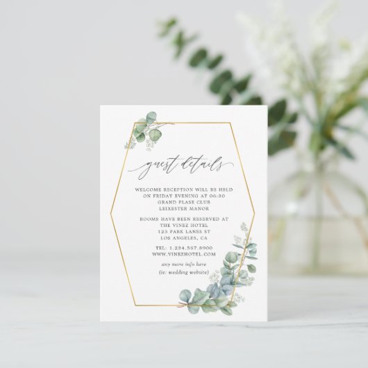 Bosbossen Eucalyptus Weddenschap Details Informatiekaartje (Staand voorkant)