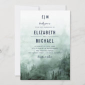 Bosbossen groene trouwuitnodiging kaart (Voorkant)