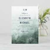 Bosbossen groene trouwuitnodiging kaart (Staand voorkant)