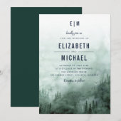 Bosbossen groene trouwuitnodiging kaart (Voorkant / Achterkant)