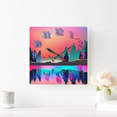 Bosbossen in bergaurora vierkante klok (Huis)