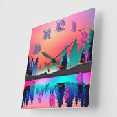 Bosbossen in bergaurora vierkante klok (Hoek)