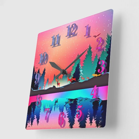 Bosbossen in bergaurora vierkante klok (Hoek)