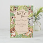 Bosbossen Oerwoud Dieren Greenery Baby Kaart (Staand voorkant)