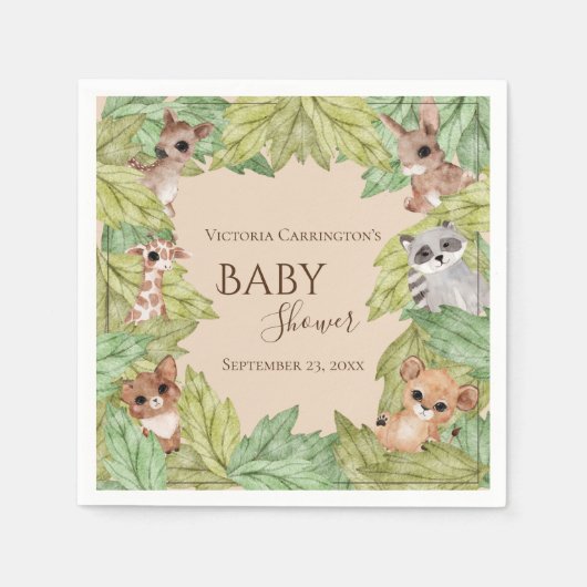 Bosbossen Oerwoud Dieren Greenery Baby Servet (Voorkant)