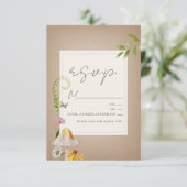 Bosbossen - paddenstoel bruiloft RSVP kaartje (Staand voorkant)