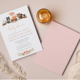 Bosbossen Roze Baby shower Kaart