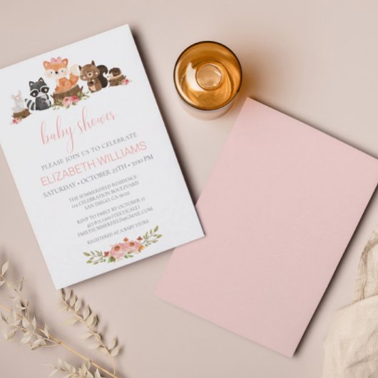Bosbossen Roze Baby shower Kaart
