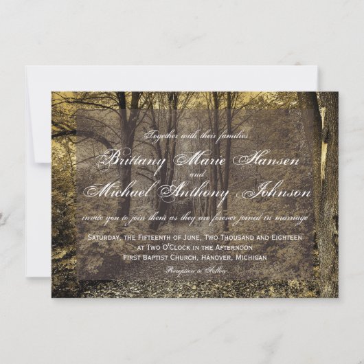 Bosbossen Rustic Wedding Invitations Kaart (Voorkant)