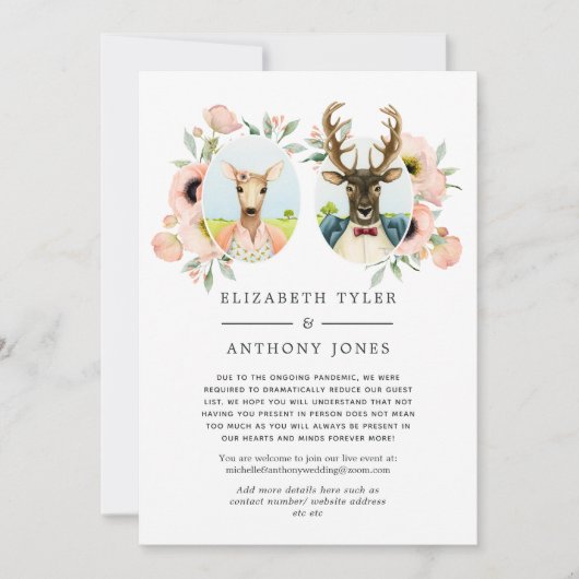 Bosbossen van het Deer Wedding Reduced Guest List Aankondiging (Voorkant)