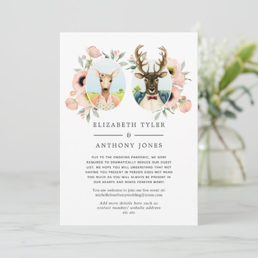 Bosbossen van het Deer Wedding Reduced Guest List Aankondiging (Staand voorkant)