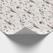 Bosbossen Vogelbladeren kerst Cadeaupapier (Hoek)