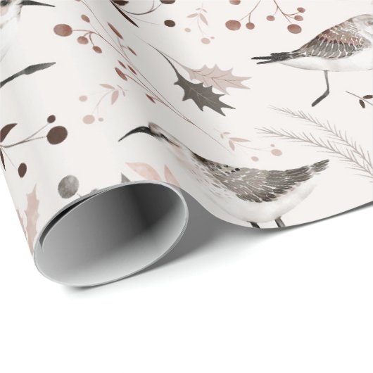 Bosbossen Vogelbladeren kerst Cadeaupapier (Rol Hoek)