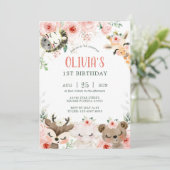 Bosbossen vrienden roze florale verjaardag kaart (Staand voorkant)