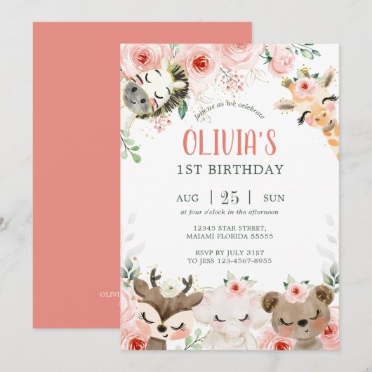 Bosbossen vrienden roze florale verjaardag kaart (Voorkant / Achterkant)