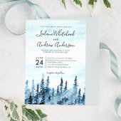Bosbossen Waterverf Blue Wedding Kaart