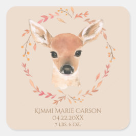 Bosbossen Waterverf Eenvoudige geboorte Vierkante Sticker