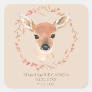 Bosbossen Waterverf Eenvoudige geboorte Vierkante Sticker