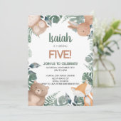 Bosbossen Wilde dierentuin Birthday Party Kaart (Staand voorkant)