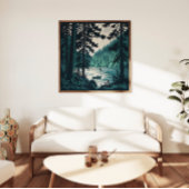 Bosbouw Bossen Natuur Landschap Linocut Poster