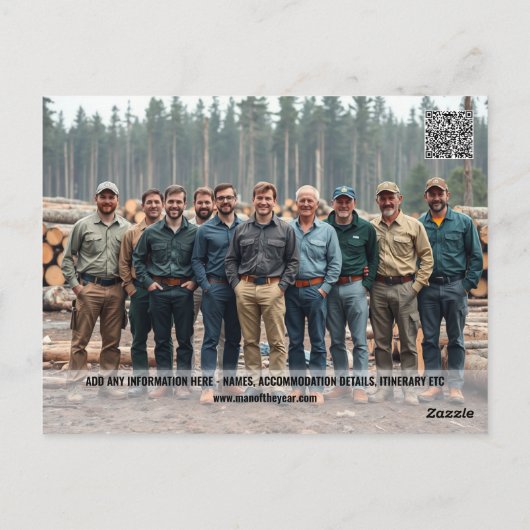 Bosbouw briefkaart sjabloon 5 foto DIY logging (Achterkant)