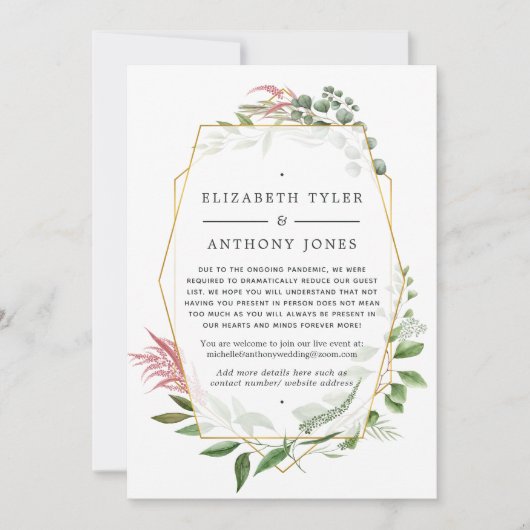 Bosbouw Geometrische herbarium Verminderde bruilof Aankondiging (Voorkant)