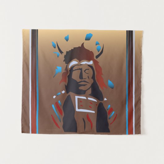 Bosbouw met Native American Afbeelding Wandkleed (Voorkant (horizontaal))