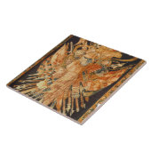 Bosbouw met oorlogstrofeeën (textiel) tegeltje (Zijkant)