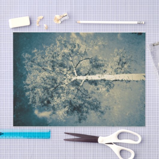 bosbouw tegen grijze hemel tissuepapier (Craft)