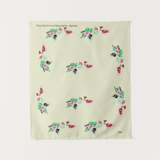 Bosbouw: wijn met Rozen Wandkleed (Voorkant)