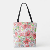 Bosbouwbloemen met vogel. Wilde lende l Tote Bag (Achterkant)
