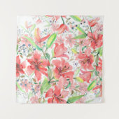 Bosbouwbloemen met vogel. Wilde lende l Wandkleed (Voorkant (horizontaal))