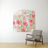 Bosbouwbloemen met vogel. Wilde lende l Wandkleed (In Situ (horizontaal))