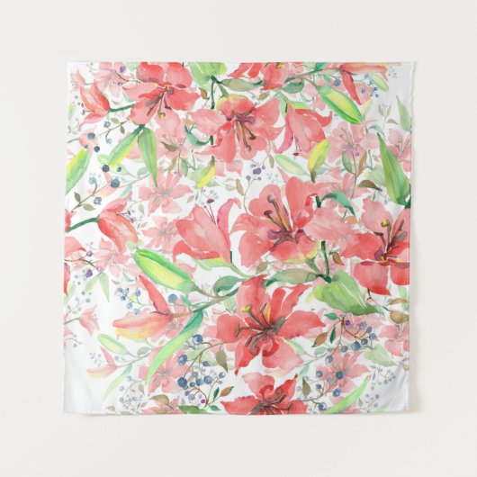 Bosbouwbloemen met vogel. Wilde lende l Wandkleed (Voorkant)