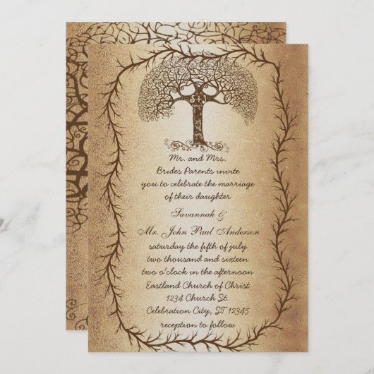 Bosbouwbomen op bruin papier kaart (Voorkant / Achterkant)