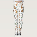 Bosbouwbos diersoorten groen patroon leggings<br><div class="desc">Dit schattige ontwerp hoort bij ons BOEST FABLE collectie. Het bevat onze oorspronkelijke illustratie van de waterverf,  waarin whimsical wooddieren en elegante waterverf groene bladeren worden afgebeeld.</div>