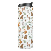 Bosbouwbos diersoorten groen patroon thermosbeker (Gedraaid links)