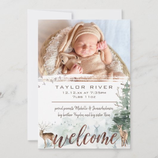 Bosbouwbos Pine Deer Fotoaankondiging Aankondiging (Voorkant)