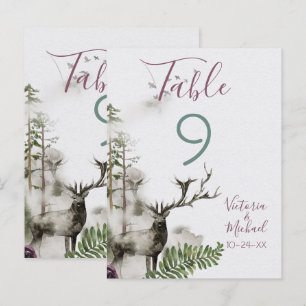 Bosbouwbossen waterverf Deer Table Number Cards Briefkaart