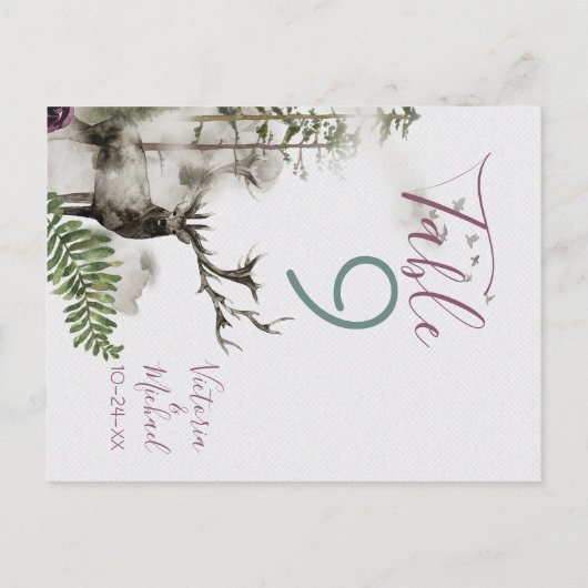 Bosbouwbossen waterverf Deer Table Number Cards Briefkaart (Achterkant)