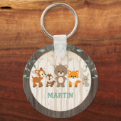 Bosbouwdieren 1e geboorthday Party Favors Sleutelhanger (Voorkant)
