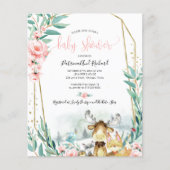 Bosbouwdieren Baby shower Budget Invitations (Voorkant)