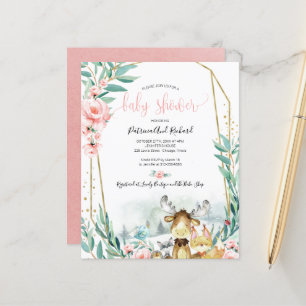Bosbouwdieren Baby shower Budget Invitations