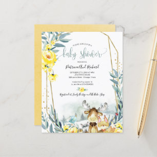 Bosbouwdieren Baby shower Budget Invitations