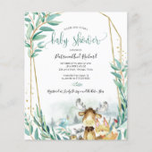 Bosbouwdieren Baby shower Budget Invitations (Voorkant)