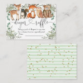 Bosbouwdieren Baby shower Diaper Raffle Informatiekaartje (Voorkant / Achterkant)