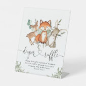 Bosbouwdieren Baby shower Diaper Raffle Reclamebord Met Voetstuk (Voorkant)