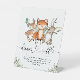 Bosbouwdieren Baby shower Diaper Raffle Reclamebord Met Voetstuk