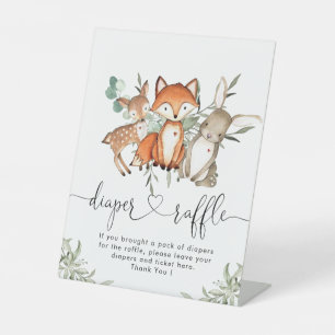 Bosbouwdieren Baby shower Diaper Raffle Reclamebord Met Voetstuk