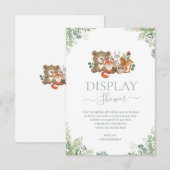 Bosbouwdieren Baby shower Display Shower Enclos Informatiekaartje (Voorkant / Achterkant)